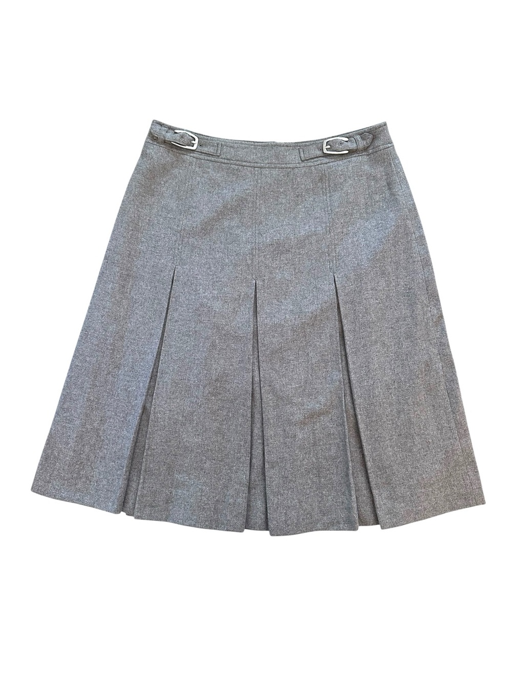 Rag & Bone Garnet Pleated Italian Wool Midi Skirt In Heather Grey size 12 NWT